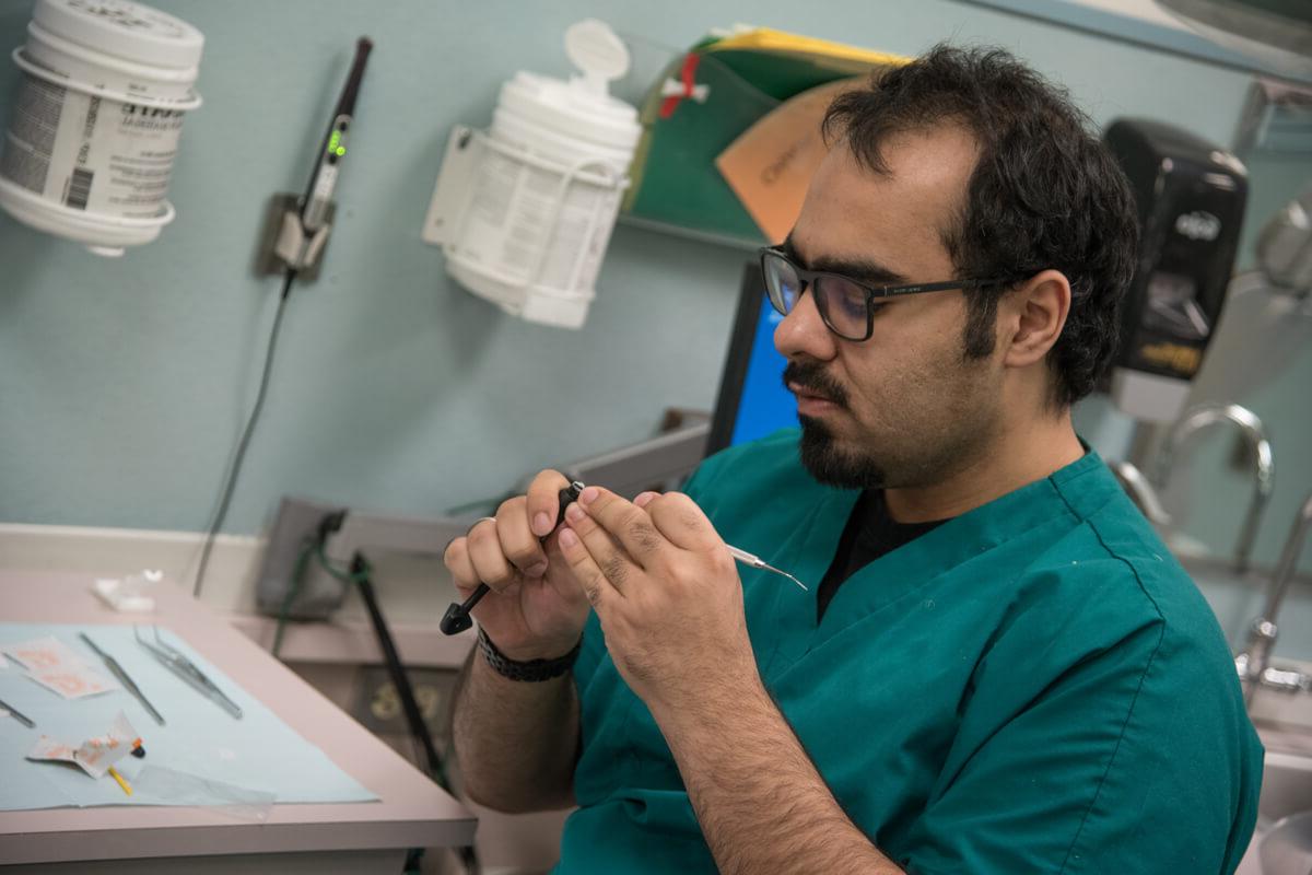 Medical staff works in a lab